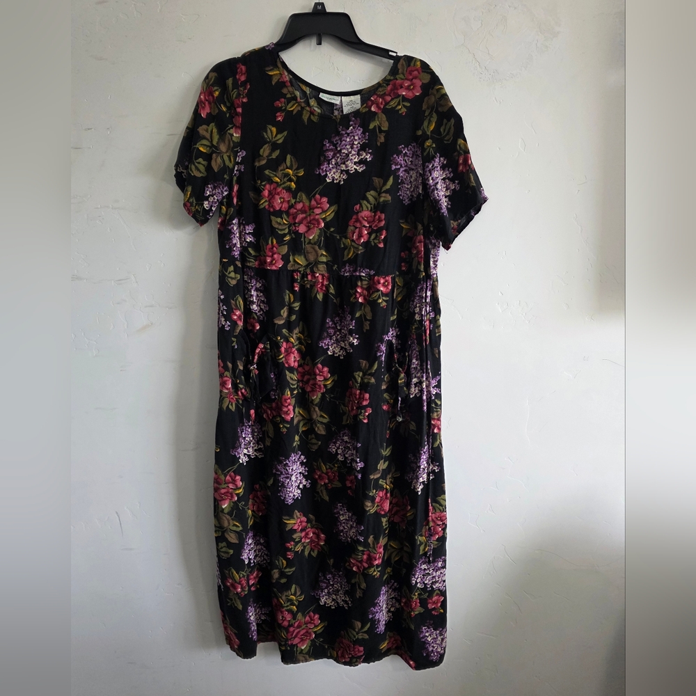 White Stag Black Floral Midi Dress